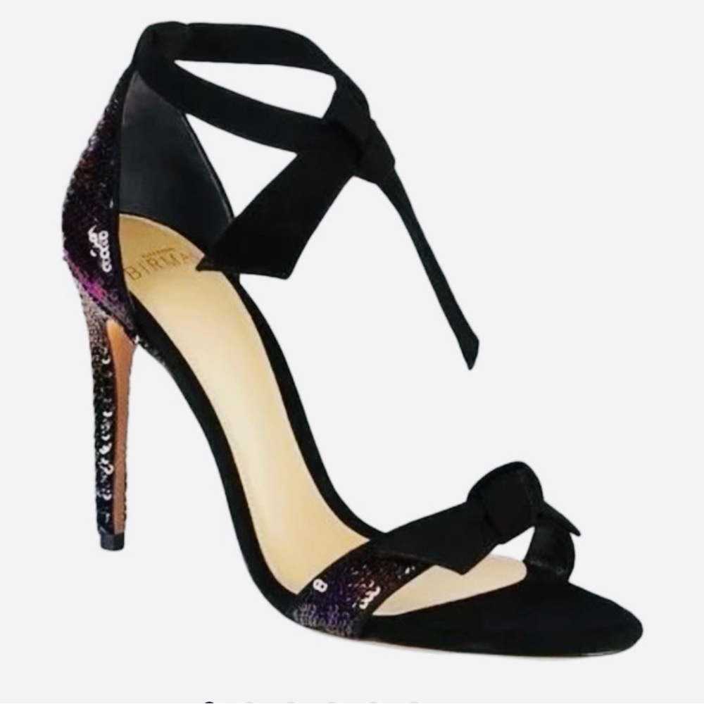 Alexandre Birman CLARITA BOW Sequin-Embellished suede sandals. NEW!